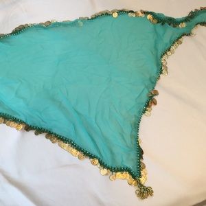 COPY - Green belly dance hip scarf